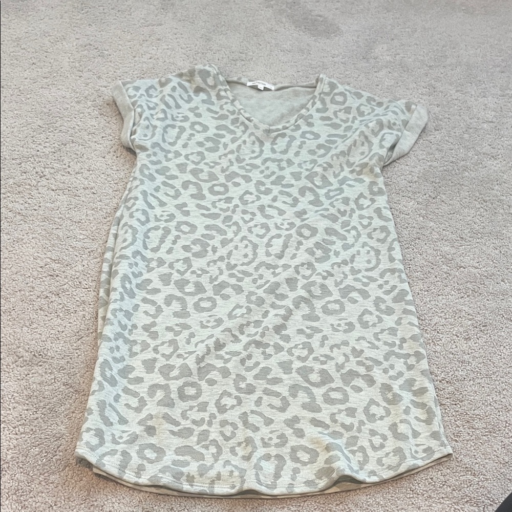 Leopard Print Midi Dress - Gray
